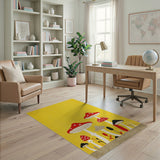 Kids Cartoon Whimsical Yellow Mushroom Area Rug