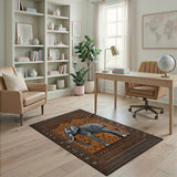 Tribal Elephant Orange Area Rug