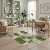 Green Geometric Modern Green Geometric Block Area Rug