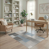Grey Blue Geometric Modern Area Rug
