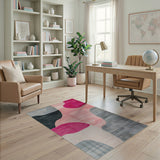 Abstract Pink Grey Organic Shapes Area Rug