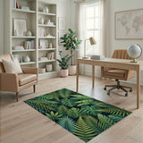 Lush Green Monstera Jungle Leaves Area Rug