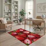 Vibrant Strawberry Fruit Pattern Area Rug