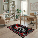 Sugar Skull with Red Roses Area Rug