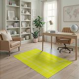 Sunny Yellow Grid Checkered Area Rug