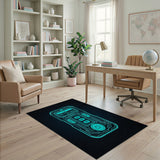 Futuristic Neon Circuit Blue Teal Area Rug