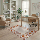 Autumn Maple Leaf Border Area Rug