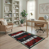 Distressed Multi-Color Cracked Stripe Area Rug