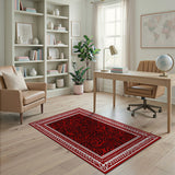 Red Swirling Vine Persian Area Rug