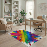 Vibrant Rainbow Paintbrush Abstract Area Rug