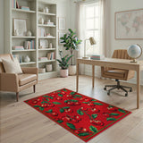 Cherry Fruit Pattern Red Area Rug