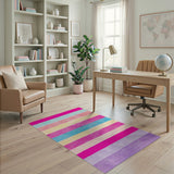 Vibrant Multi-Color Stripe Shag Rug