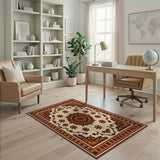 Orange Floral Medallion Persian Rug
