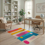 Geometric Modern Vibrant Multi-Color Geometric Striped Area Rug