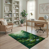 Lush Forest Waterfall Area Rug