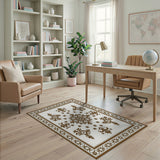 Traditional Persian Beige and Neutral Ornate Persian Medallion Area Rug
