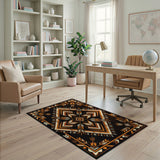 Southwestern Geometric Area Rug in Orange Black