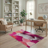 Vibrant Pink Bubble Abstract Shag Area Rug