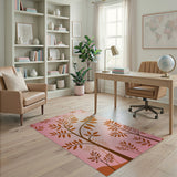 Blush Pink Autumn Tree Silhouette Area Rug