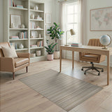 Neutral Striped Washable Area Rug
