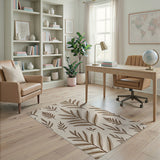 Brown Fern Leaf Pattern Area Rug
