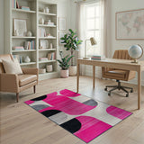 Bold Pink Geometric Modern Area Rug