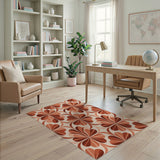 Vibrant Orange Clover Geometric Area Rug