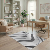 Wavy Gray Abstract Area Rug
