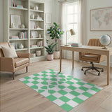 Green Geometric Diamond Check Area Rug