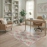 Blush Pink Peony Floral Pink Area Rug