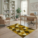 Yellow Geometric Triangle Area Rug