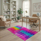 Vibrant Rainbow Geometric Area Rug
