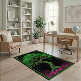Psychedelic Neon Tree of Life Area Rug