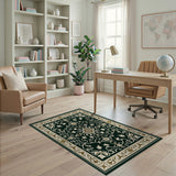 Elegant Emerald Green Persian Floral Rug