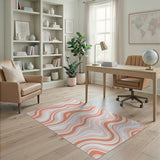 Fluid Orange Wave Abstract Area Rug