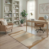 Beige and Neutral Beige Tan Geometric Stripe Area Rug