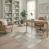 Abstract Area Beige and Neutral Beige Organic Abstract Area Rug