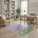Purple Daisy Meadow Floral Area Rug