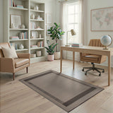 Neutral Beige Bordered Woven Area Rug