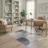 Modern Curved Neutral Area Rug