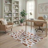 Whimsical Fox Owl Woodland Pattern Area Rug