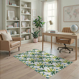 Modern Abstract Green Leaf Area Rug
