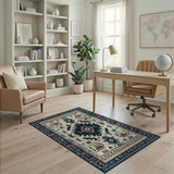 Southwestern Blue Teal Geometric Area Rug
