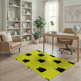 Playful Black Cats Yellow Polka Dot Area Rug