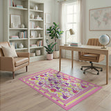 Whimsical Pink Bunny Blossom Area Rug