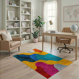 Vibrant Abstract Wave Multi-Color Area Rug