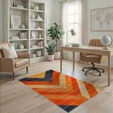 Bold Orange Chevron Zigzag Area Rug