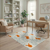 Playful Orange Bunny Egg Silhouette Area Rug