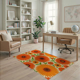 Vibrant Orange Gerbera Daisy Area Rug