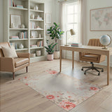 Pink Peony Floral Border Area Rug